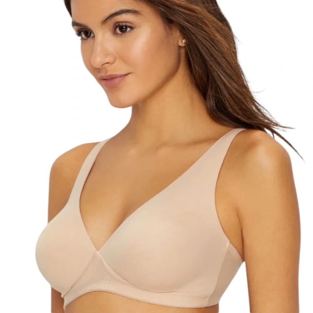 Hanro Beige Nude Cotton Sensation Wire-Free Bra‎ Size 40D - Picture 2 of 6